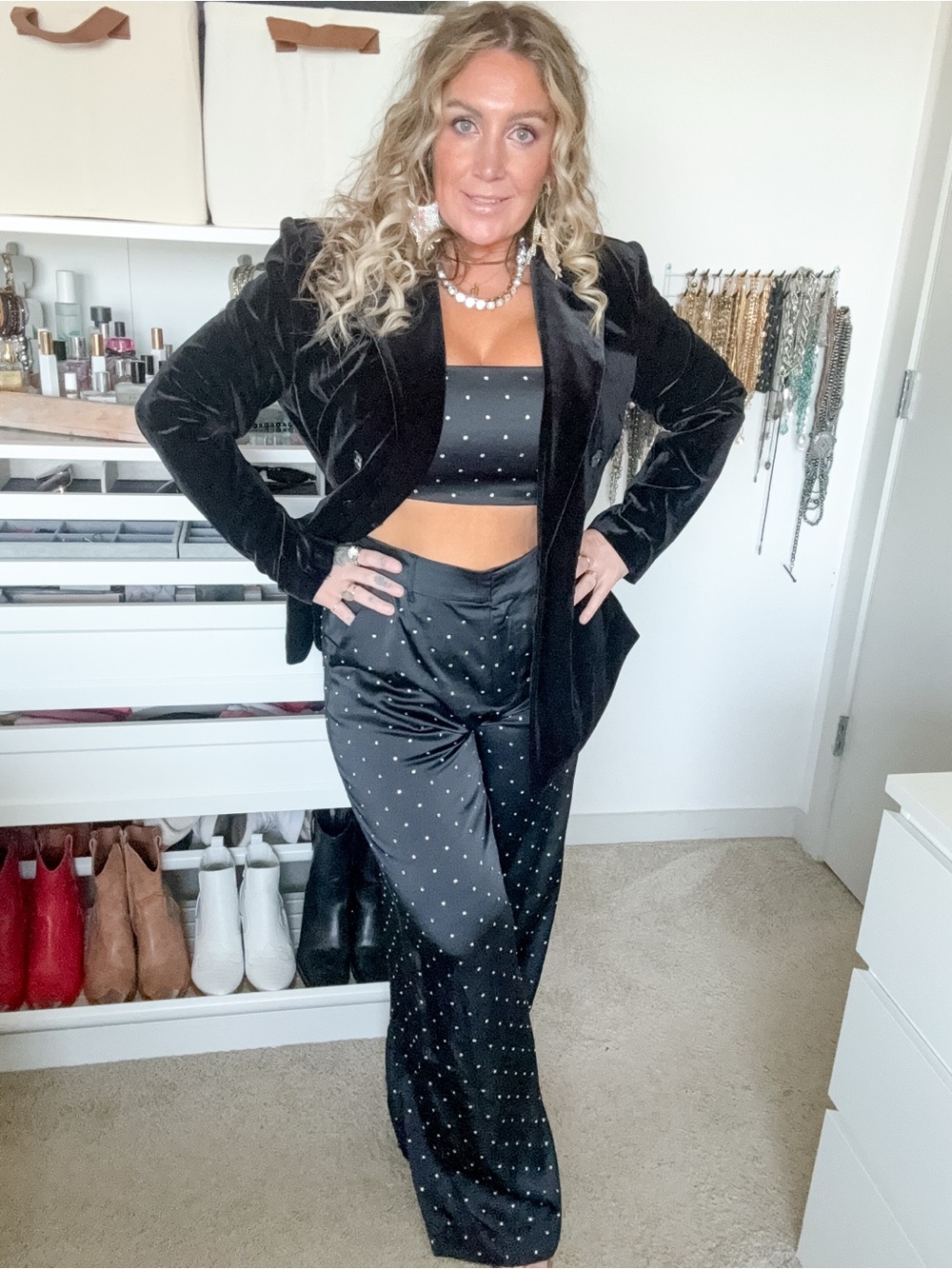 sofia by sofia vergara Black Velvet Double-Breasted Blazer - Picture 3 of 6